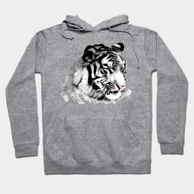 White Tiger Polygonal Artwork Hoodie by NuokaBox